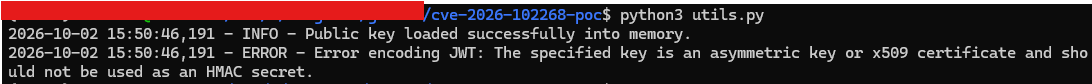 Encoding operation failed in PyJWT 2.14.0